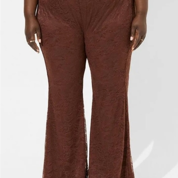 Torrid Pants Women Size 2 Brown Flared Festi Lined Lace Pull On Stretch - Picture 2 of 6